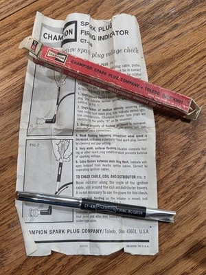 Vintage Champion Spark Plug Firing Indicator CT-436 Original Box Paperwork - Image 1 of 4