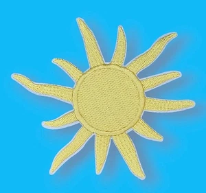 YELLOW SOLAR SUN CUTE SOLAR SYSTEM OUTERSPACE COSMOS IRON ON PATCH 4" - Picture 1 of 4