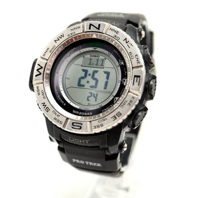Мужские часы Casio Pro Trek PRW-3500 Solar тройной датчик цифровые черные рабочие - Изображение 1 из 4