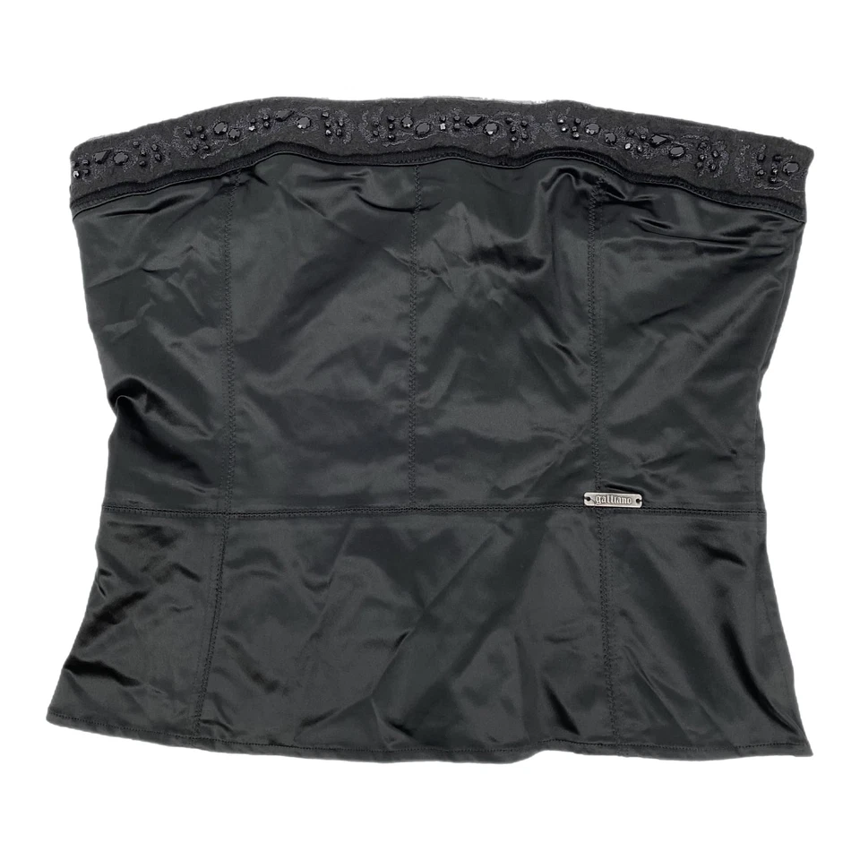 Blusa Galliano negra sin tirantes con cuentas | Talla IT 32/46 Foto 1 de 4