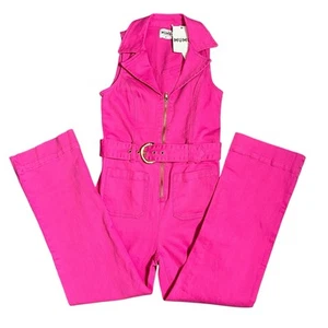 Show Me Your Mumu Hot Pink Cropped Jumpsuit Sz M NWT - Picture 1 of 17