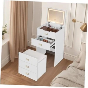 3 in 1 Schminktisch mit Klappspiegel, kleines Make Up Waschtisch Set traditionell - Bild 1 von 6