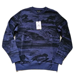 PAUL SMITH Sweatshirt Mens M Abstract Seascape Blue Organic Cotton  - Picture 1 of 10