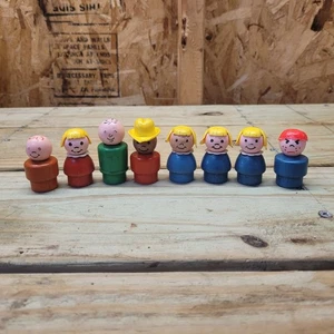 Vintage Fisher Price Little People Figuren Holz 8 Stück - Bild 1 von 10