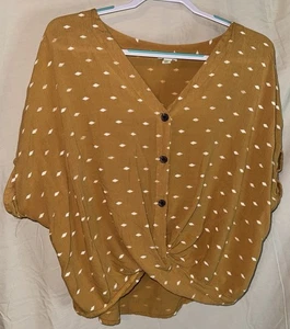 Camicetta donna A.N.A A New Approach giallo senape stampa bottoni davanti XXL rayon - Foto 1 di 5