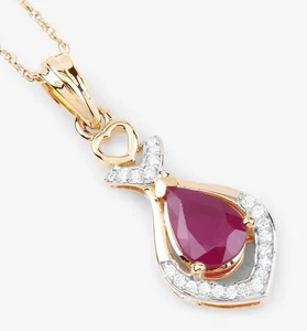 0.50ct Natural Round Diamond 14k BIS Hallmarked Yellow Gold Ruby Pendant - Picture 1 of 6
