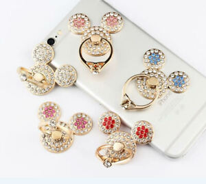 360 Rotating Finger Ring Stand Holder For Cell Phone Tablet - Cute Crystal Mouse