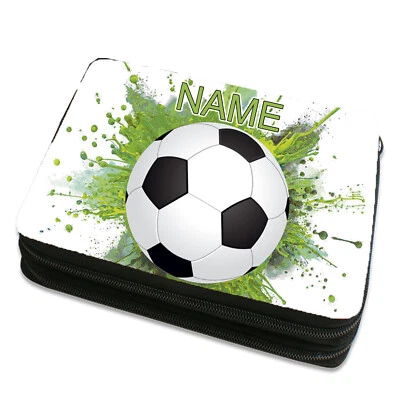 Federmäppchen Junge gefüllt Fußball mit Name Doppeldecker Federtasche Etui