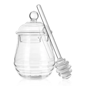 Botella de almacenamiento de miel dispensador de miel olla de miel de vidrio juego cucharas de miel - Imagen 1 de 12