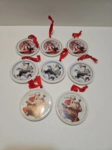 6 Porcellane NORMAN ROCKWELL 1996, 1997, 1998 Ornamenti Natale Vintage - Foto 1 di 7