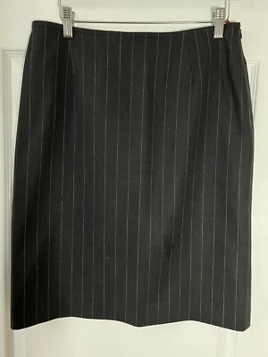 Piazza Sempione Skirt Wool Knee Length Straight Gray Striped Size 46 It - Image 1 of 4