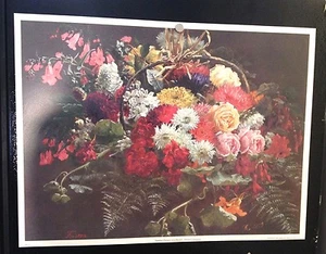 LITHOGRAPH: SUMMER FLOWERS IN A BASKET BY ANTHONIE CHRISTENSEN 19 X 25 ART PRINT - Picture 1 of 3