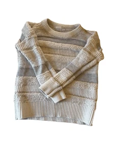 Gap Kids Adorable Mixed Material Holiday Sweater, in Ivory Frost, Size XS - Picture 1 of 7