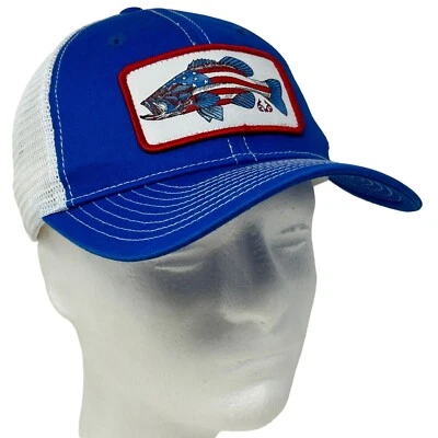 Realtree Patriotic 钓鱼卡车司机帽蓝色渔夫网扣 6 面板 — 第 1/4 张图片