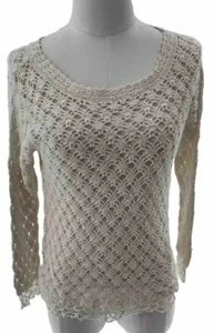 Tiara International Sweater Women’s Size S Ivory Crochet Hippie Boho Vintage - Picture 1 of 10