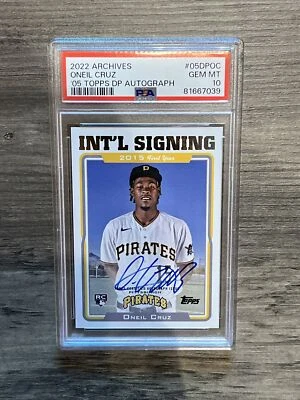 2022 Archives Oneil Cruz 05 Topps DP Autograph PSA 10 - Image 1 of 2