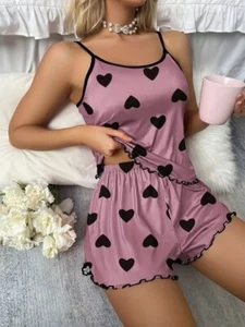 Women's Purple Heart Print Pajamas Set - Picture 1 of 3
