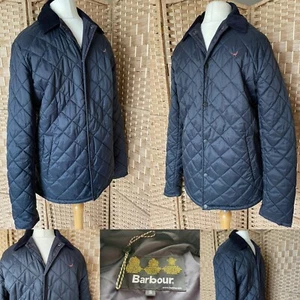 BARBOUR Navy SALTCOATS Quilted Jacket S UK 38 - 40” PHEASANT LOGO Pockets CASUAL - Picture 1 of 13
