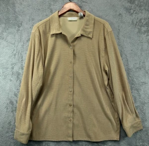 Studio Works Womens XL Tan Snake Top Heavy Long Sleeve Button Up Shirt Brown - Picture 1 of 7