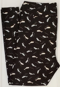 TC2 LuLaRoe Tall & Curvy2 Leggings Cute Marine Nautical Whales on Black NWT G71 - Picture 1 of 7