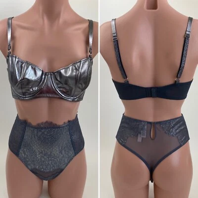 Victoria's Secret Dream Angels Push Up sin Sujetador Acolchado 32DDD Tanga XS Plateado Foto 1 de 4