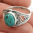 Wedding Gift For Her 925 Silver Natural Turquoise Solitaire Boho Ring Size 9 L38