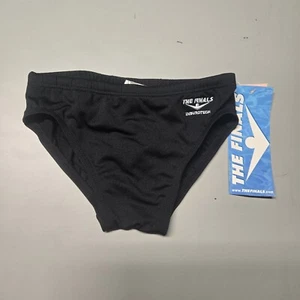 TYR The Finals Solid Black Swim Racer Briefs, Youth Boy Size 22, NEW - Picture 1 of 2