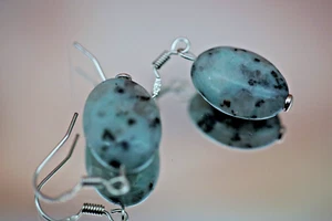 Vintage Sterling Silver 925 Earrings Drop Dangle Natural Stone 5,29g - Picture 1 of 9