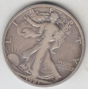 # 2 BETTER DATE 1921-S WALKING LIBERTY HALF DOLLAR FINE - Picture 1 of 2