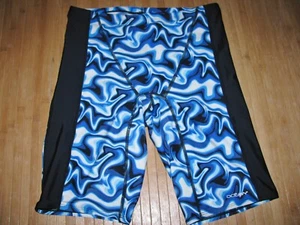 DOLFIN Swimsuit JAMMER Size 32 Nylon SPANDEX Swim Suit BLUE WHITE and BLACK - Picture 1 of 4