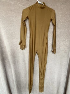 Ensnovo Bronze Unitard Lycra Skin Suit Full Body with Feet and Hands, Adult XS - Picture 1 of 2