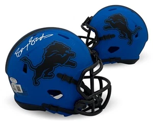 Barry Sanders Autographed Detroit Lions Signed Rave Football Mini Helmet Beckett - Picture 1 of 3