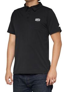 100% Corporate Mens Short Sleeve Polo T-Shirt Black/White