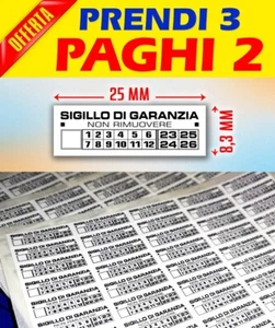 200 SIGILLI DI GARANZIA SICUREZZA ADESIVI BOLLINI DISTRUTTIBILI ANTIMANOMISSIONE - Foto 1 di 4