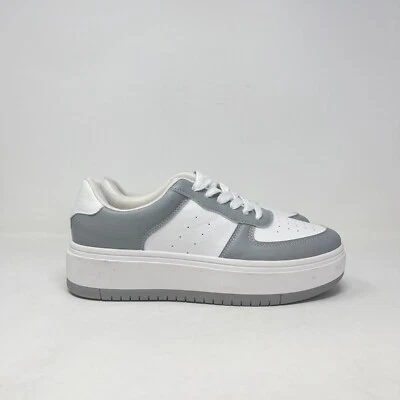 Zapatos informales Madden Girl Natalie gris y blanco plataforma con cordones para mujer talla 8,5 Foto 1 de 4