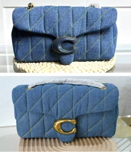 COACH CR704 Tabby 26 Quilted Denim Shoulder Bag Crossbody 2 Colors Outlet - Picture 1 of 17