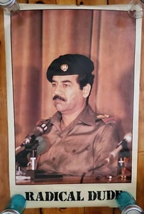 Vintage 1990 Saddam Hussein RADICAL DUDE 22" x 34" Poster - Bild 1 von 6