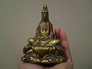 More details for antique 19th century chinese  / tibetan  bronze  seated bodhisattva guanyin