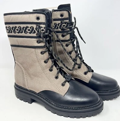 Botas de combate Sam & Libby Stella marrón oscuro y caqui con cremallera para mujer - talla 8,5 Foto 1 de 4