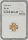 1853 $ Gold Liberty Dollar MS66 NGC 948368-1