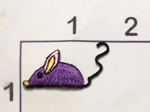 Tiny Purple Mouse Embroidered Iron On Applique Patch - Picture 1 of 1