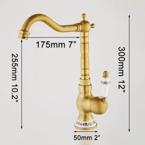 Grifo mezclador fregadero cocina lavabo de latón antiguo grifo 1 mango/grifo orificio - Imagen 1 de 5
