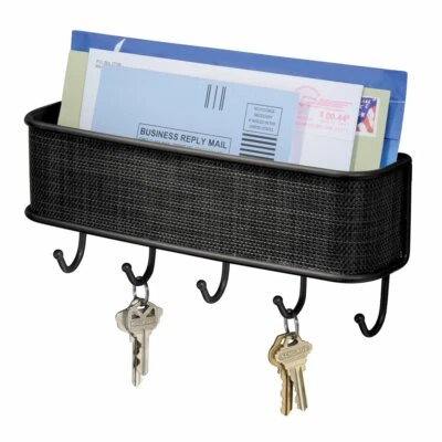 Key Holder Mail Rack Entryway Wall Mount Hooks Key Organizer Rack Letter Sorter - Image 1 of 4