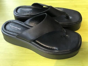 Vagabond Shoemakers Courtney Leather Platform Thong Sandals Black Womens Size 10 - Picture 1 of 4