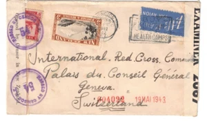 Cubierta de correo aéreo de doble censor de Nueva Zelanda 1942 Cruz Roja - Imagen 1 de 2