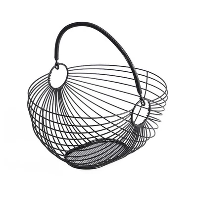 Cesto di frutta portatile multifunzionale europeo in ferro battuto - Image 1 of 4