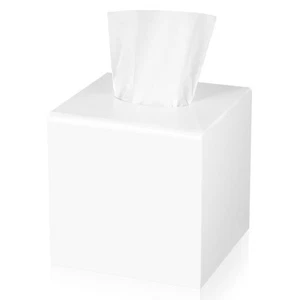 Kamehame Tissue Box Cover Square Acrylic Tissue Holder 5.25x5.25x5.5 Inch Whi... - Picture 1 of 7