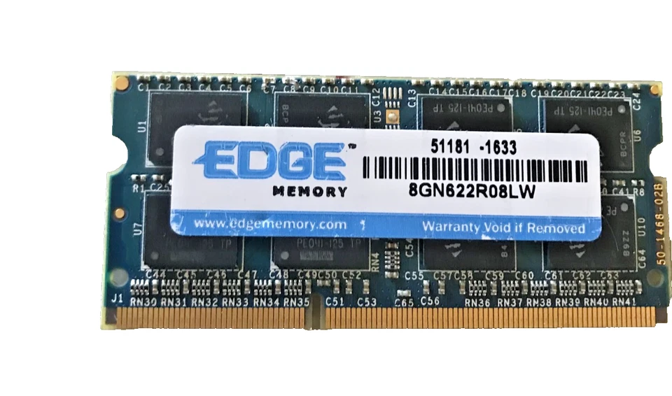 8GN622R08LW Edge Memory 8GB PC3-12800 DDR3-1600MHz CL11 204-Pin SoDimm 1.35V - Image 1 of 1
