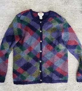 Talbots Damen Gr. PL Mohair Wollmischung Knopfleiste Handstrick Cardigan Oma - Bild 1 von 6