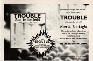 vtg TROUBLE RUN TO THE LIGHT ALBUM RELEASE MAGAZINE PRINT AD Band Tour Clipping - Picture 1 of 1